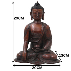 Brass Gautama Buddha Idol Handcrafted Traditional Buddha Murti for Pooja Home Decor Spiritual Gifting, Brown, 11.5 Inch, 1 Piece