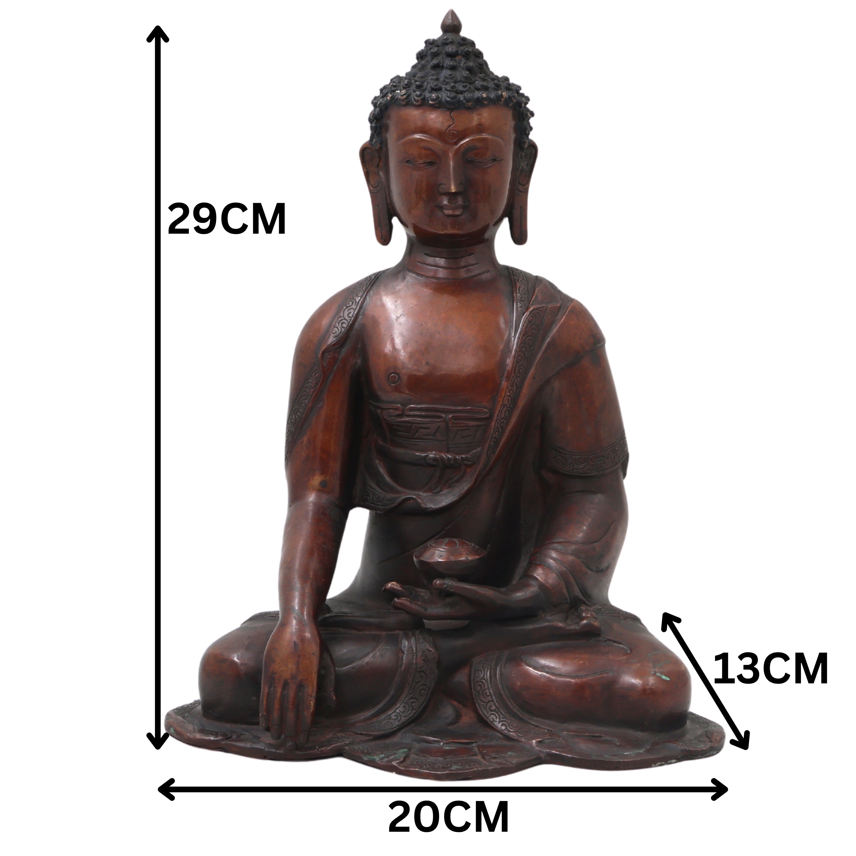 Brass Gautama Buddha Idol Handcrafted Traditional Buddha Murti for Pooja Home Decor Spiritual Gifting, Brown, 11.5 Inch, 1 Piece