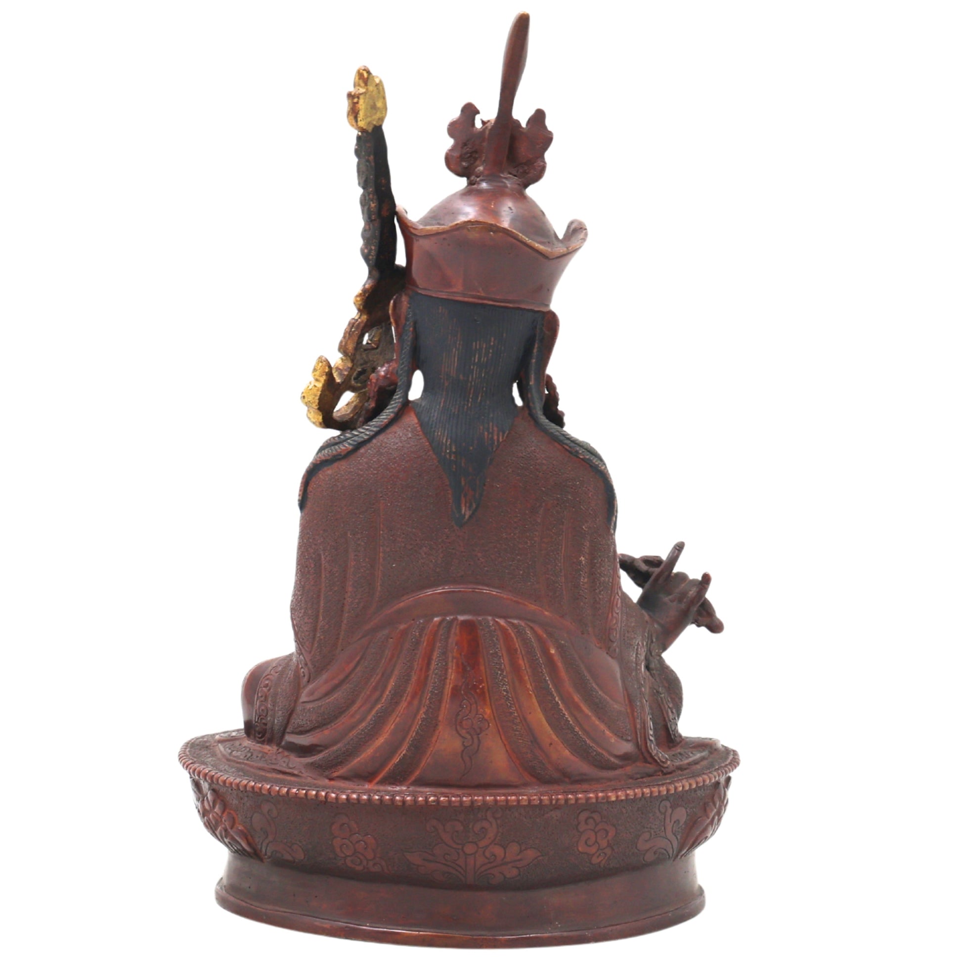 Brass Padmasambhava Guru Rinpoche Sculpture for Home Temple, Tibetan Buddhist Vajrayana Meditation Idol &amp; Spiritual Decor Statue, Brown, 8.5 Inch, 1 Piece