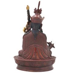 Brass Padmasambhava Guru Rinpoche Sculpture for Home Temple, Tibetan Buddhist Vajrayana Meditation Idol &amp; Spiritual Decor Statue, Brown, 8.5 Inch, 1 Piece