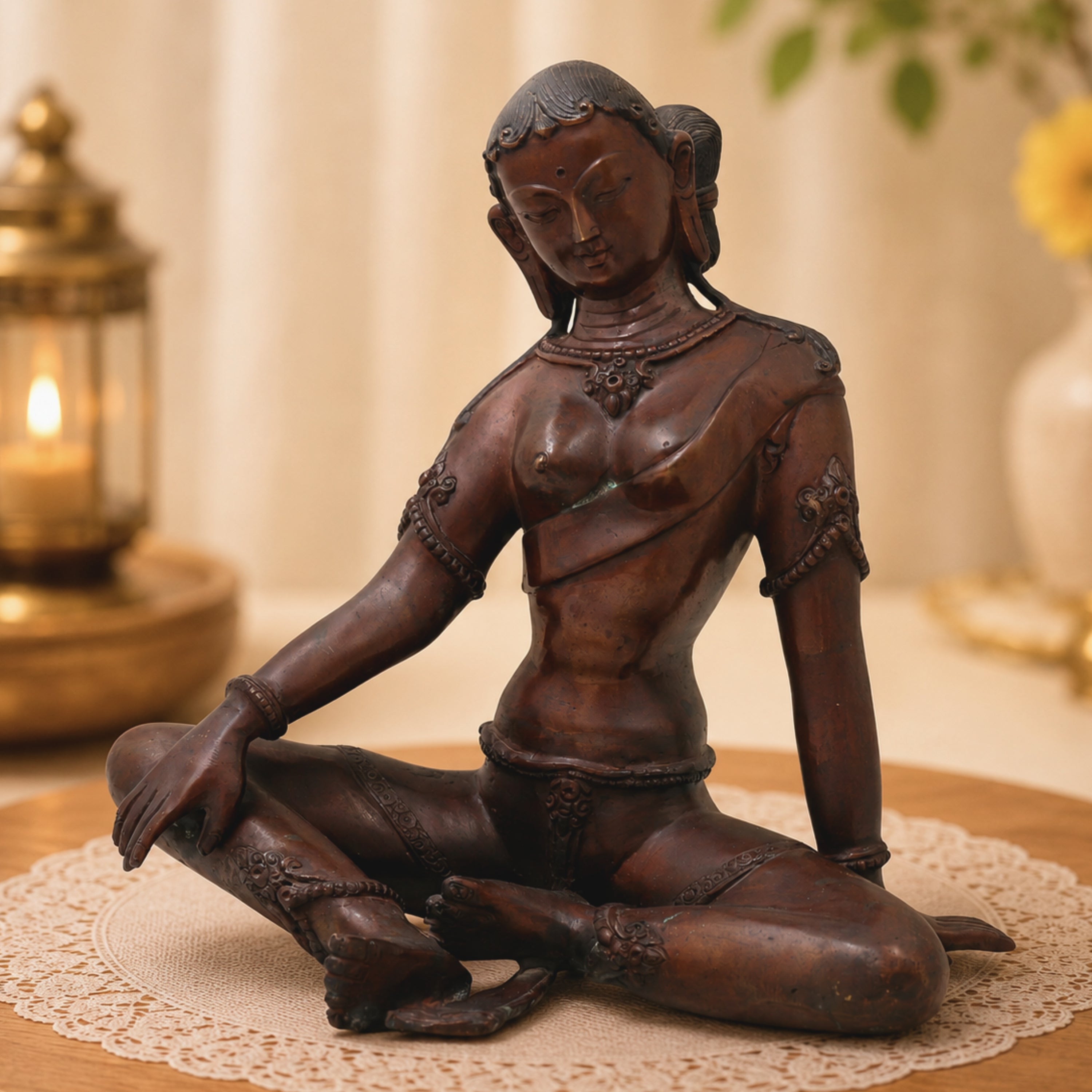 Brass Uma Devi Idol for Pooja, Vastu &amp; Spiritual Home Decor, Brown, 10 Inch, 1 Piece