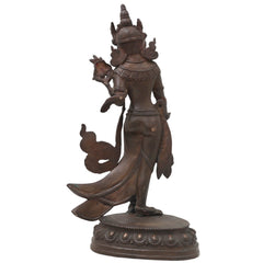 Handcrafted Brass Tara Devi Idol for Meditation, Spiritual Healing, Buddhist Pooja &amp; Home Decor, Green, 13 Inch, 1 Piece