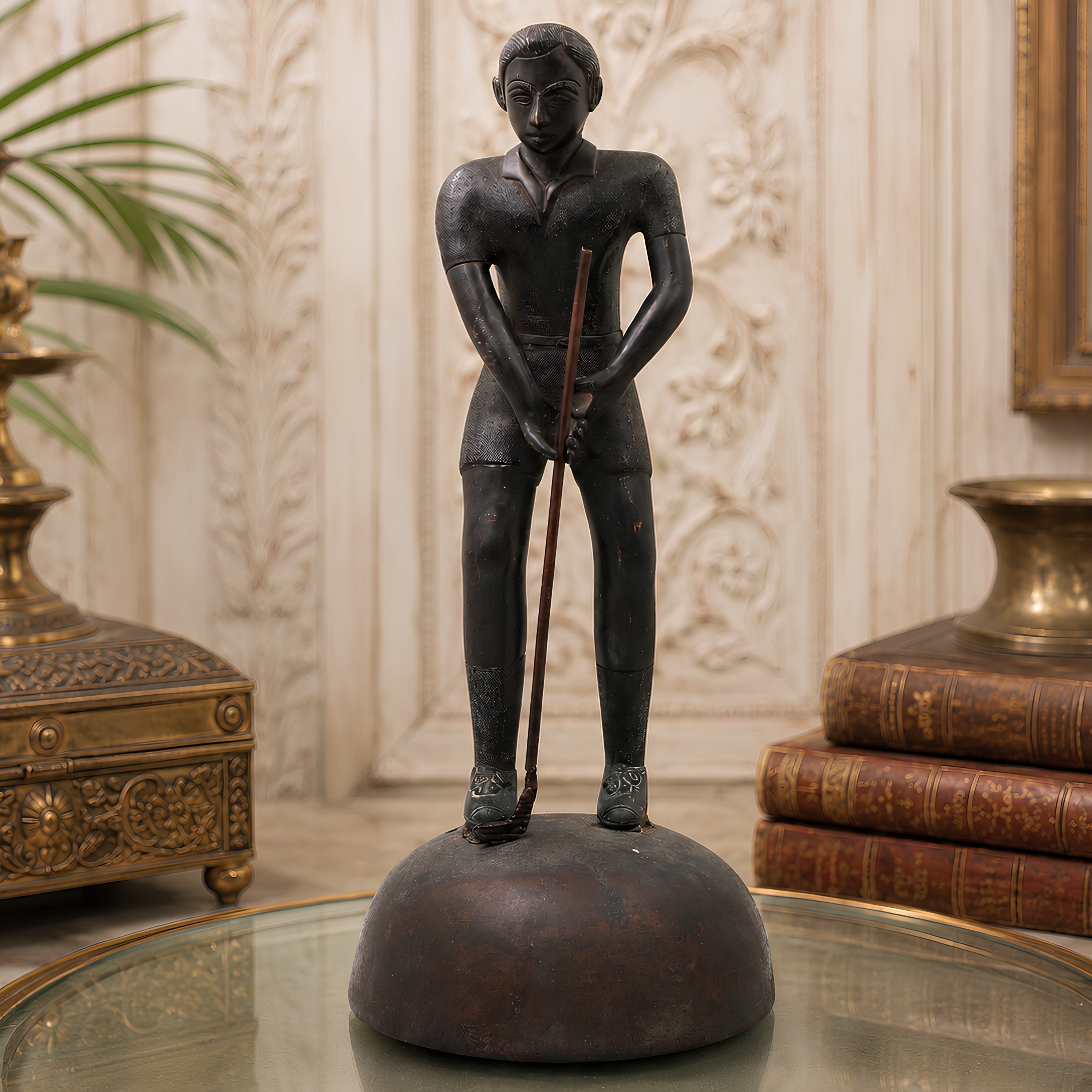 Brass Vintage Man Showpiece Sculpture for Home Decor Gifting Handcrafted Traditional Royal Figurine, Brown, 14.5 Inch, 1 Piece