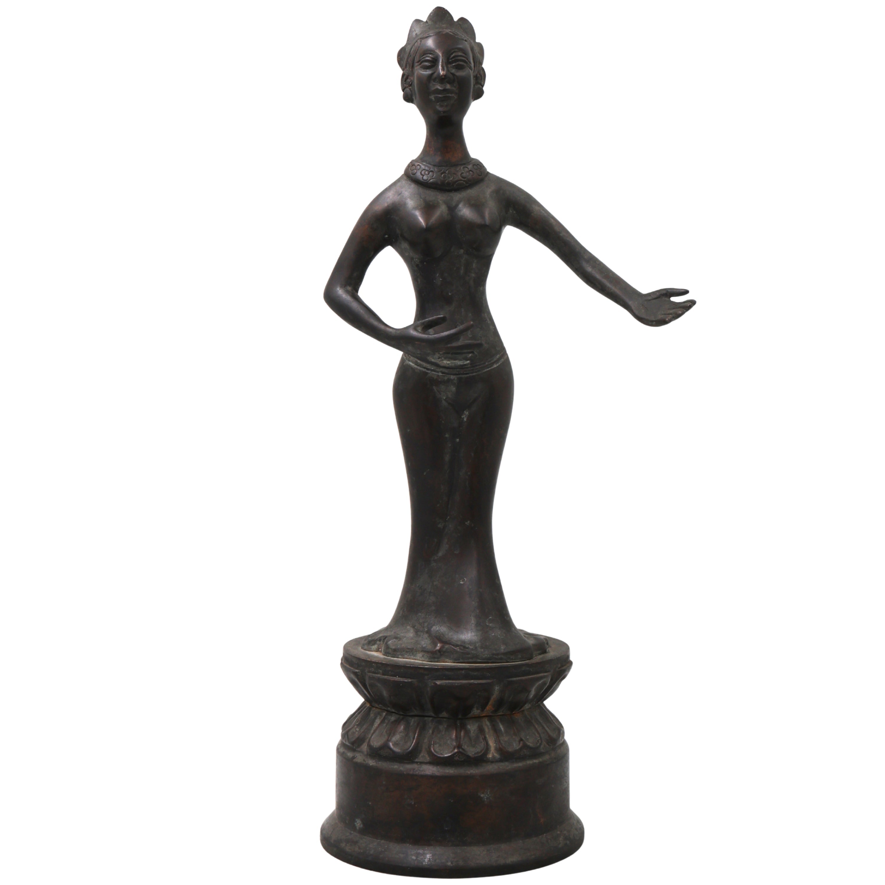Brass Vintage Lady Showpiece Handcrafted Traditional Chola Style Figurine for Home Decor & Gifting, Brown, 14 Inch, 1 Piece