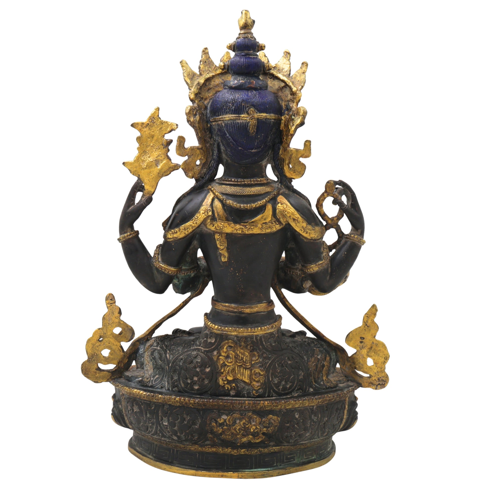 Brass Avalokiteshvara Idol Handcrafted Padmapani Lokanatha Bodhisattva Statue for Pooja Decor & Gifting 35cm, Black, 14 Inch, 1 Piece
