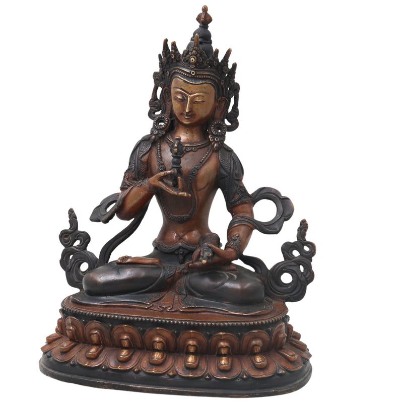 Brass Vajrasattva Idol Handmade Tibetan Buddhist Murti for Pooja Home Decor Spiritual Gifting Statue, Brown, 9.5 Inch, 1 Piece
