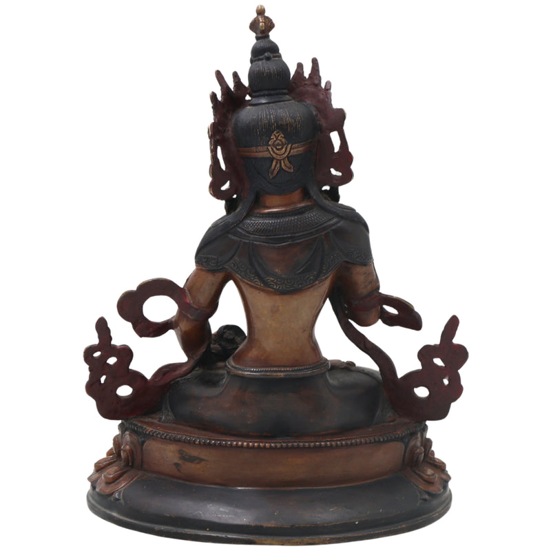 Brass Vajrasattva Idol Handmade Tibetan Buddhist Murti for Pooja Home Decor Spiritual Gifting Statue, Brown, 9.5 Inch, 1 Piece