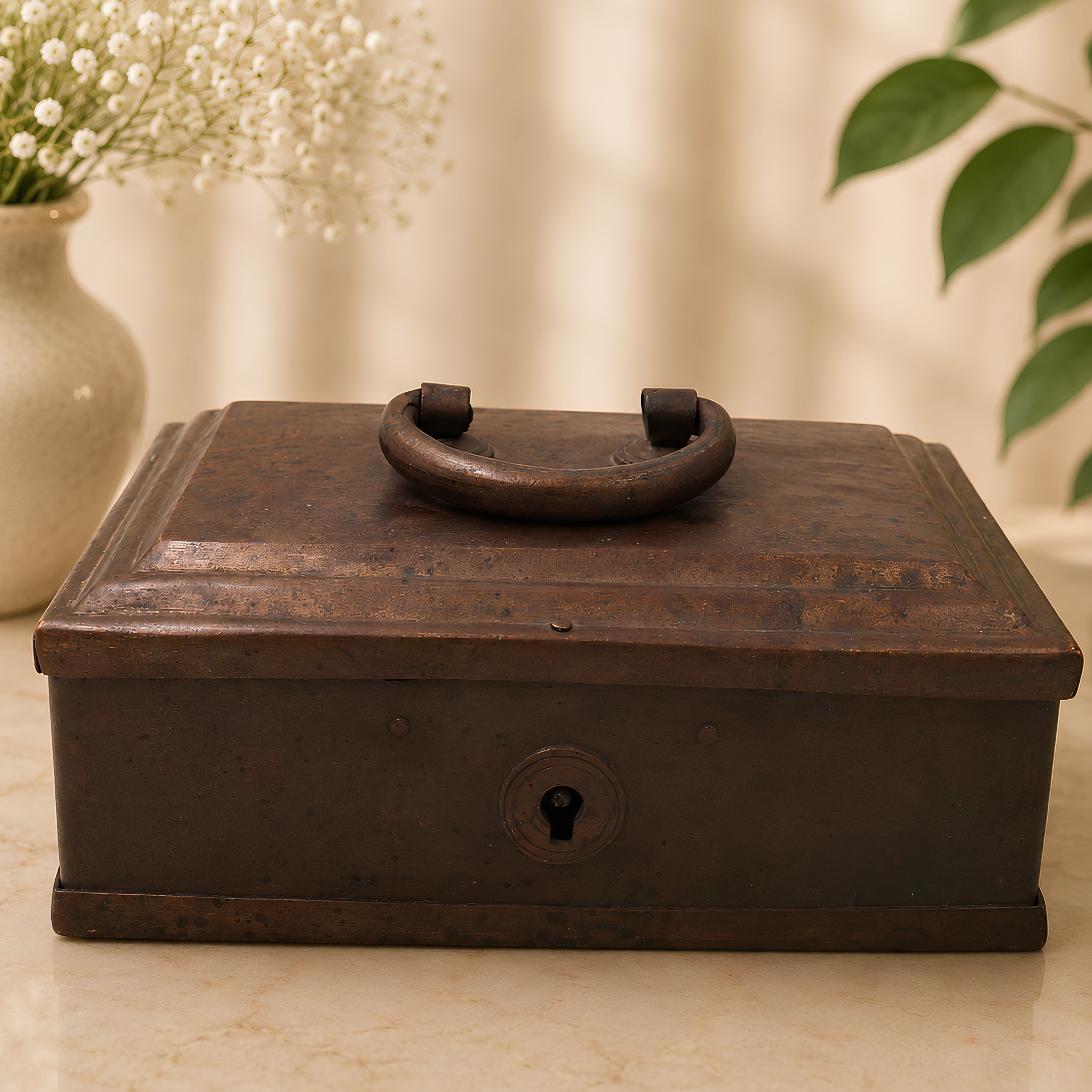 Brass Vintage Box Handcrafted Traditional Heritage Peti for Home decor & Gifting, Brown, 2.5 Inch, 1 Piece
