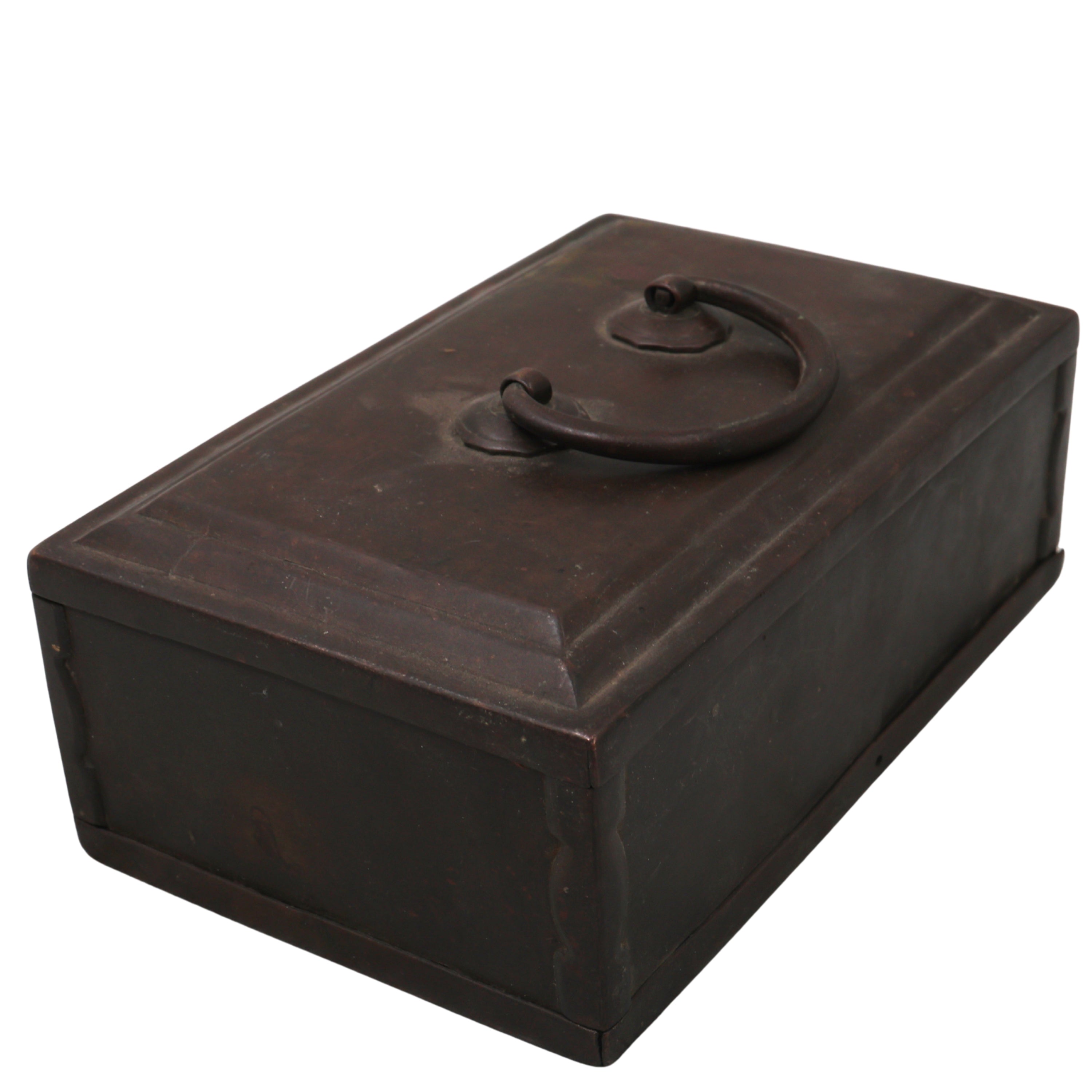 Brass Vintage Box for Pooja, Home Decor, Gifting, Handcrafted Heritage Treasure Chest Style, Brown, 2 Inch, 1 Piece
