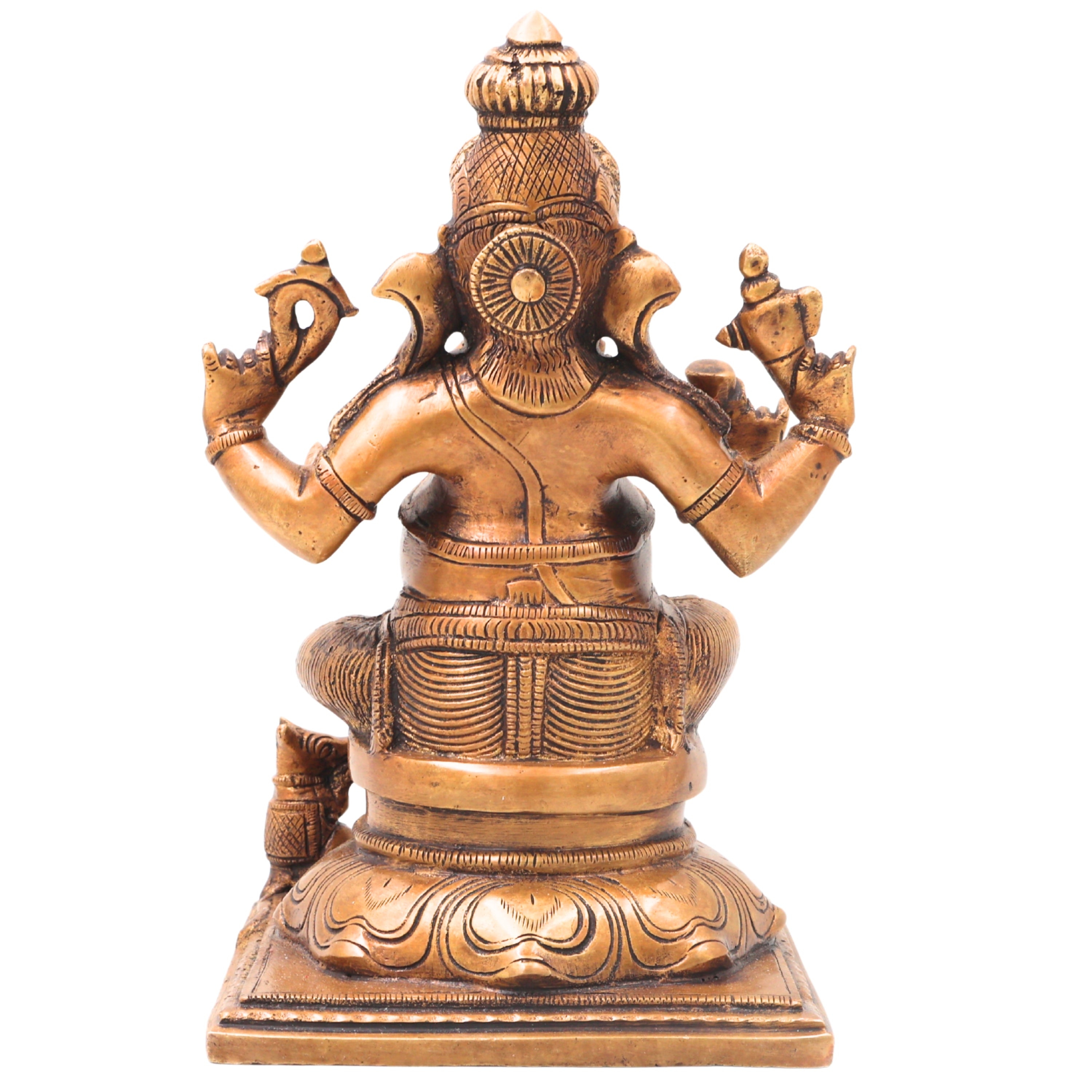 Brass Ganesha Ganapati Idol Handcrafted Traditional Vinayaka Murti for Pooja Home Decor & Gifting, Gold, 9.5 Inch, 1 Piece
