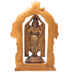 Brass Venkateshwara Govinda Idol, Handcrafted Tirupati Balaji Srinivasa Statue for Pooja Home Decor Gift, Gold, 8.5 Inch, 1 Piece