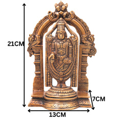 Brass Venkateshwara Govinda Idol, Handcrafted Tirupati Balaji Srinivasa Statue for Pooja Home Decor Gift, Gold, 8.5 Inch, 1 Piece