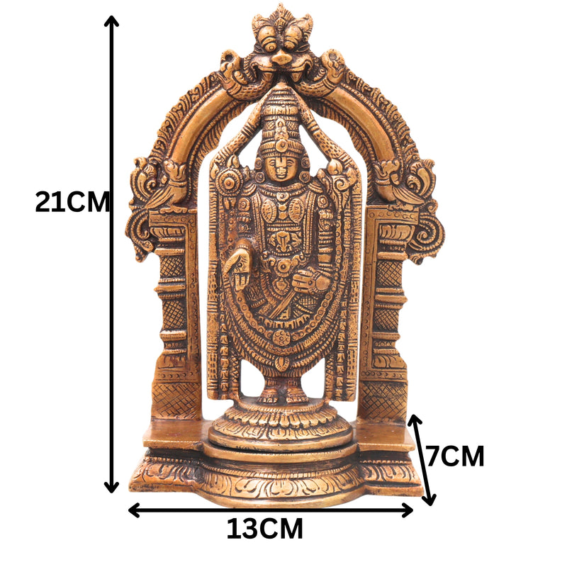 Brass Venkateshwara Govinda Idol, Handcrafted Tirupati Balaji Srinivasa Statue for Pooja Home Decor Gift, Gold, 8.5 Inch, 1 Piece