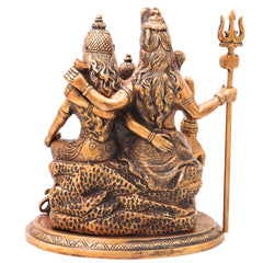 Brass Shiv Parivar Murti with Nandi, Handcrafted Chola Style Mahadev Family Idol for Pooja & Decor, Gold, 10 Inch, 1 Piece