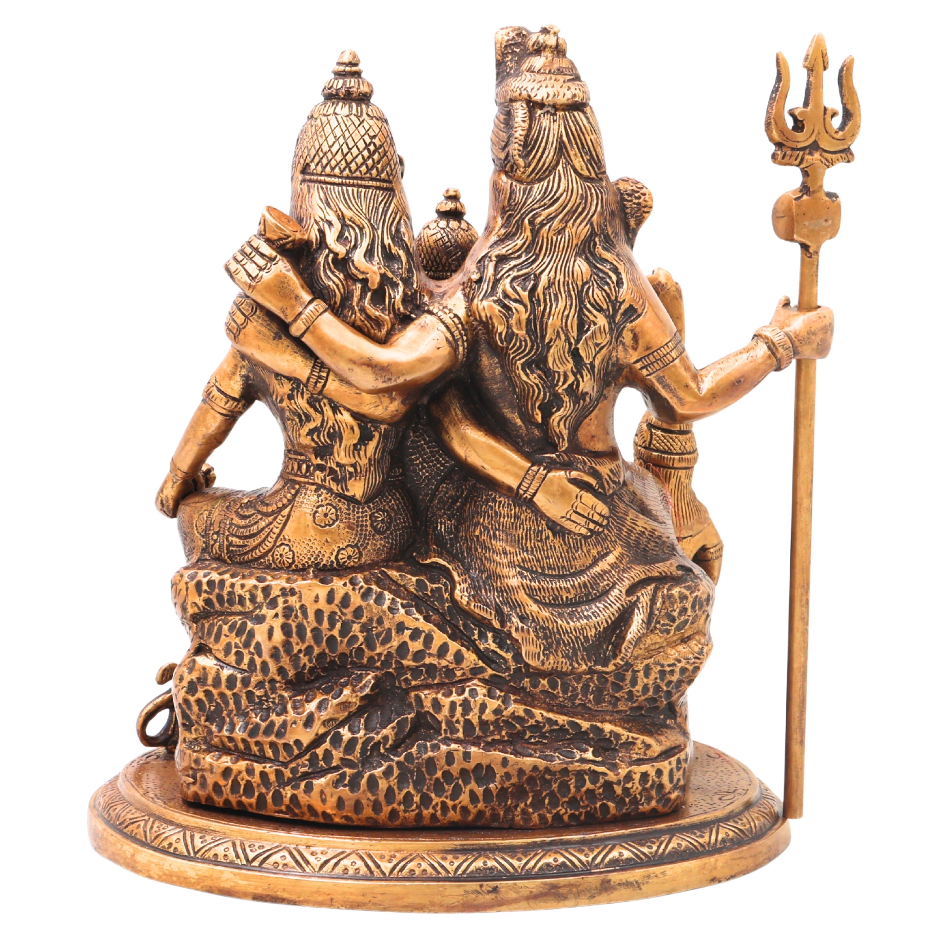 Brass Shiv Parivar Murti with Nandi, Handcrafted Chola Style Mahadev Family Idol for Pooja & Decor, Gold, 10 Inch, 1 Piece