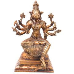 Brass Varahi Devi Idol for Pooja, Handcrafted Traditional Chola Style Murti Home Decor Gift, Gold, 10.5 Inch, 1 Piece