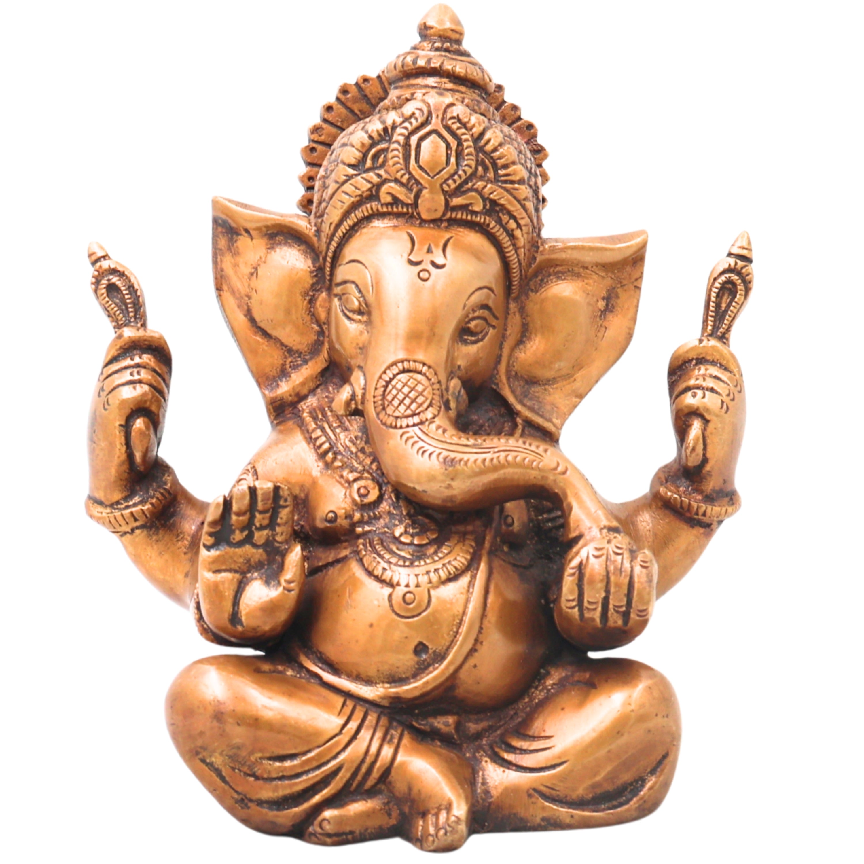 Brass Ganesha Handcrafted Ganapati Vinayaka Idol for Pooja, Traditional Chola Home Decor & Spiritual Gifting, Gold, 6.5 Inch, 1 Piece