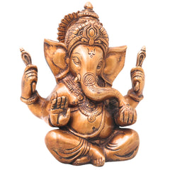Brass Ganesha Handcrafted Ganapati Vinayaka Idol for Pooja, Traditional Chola Home Decor & Spiritual Gifting, Gold, 6.5 Inch, 1 Piece