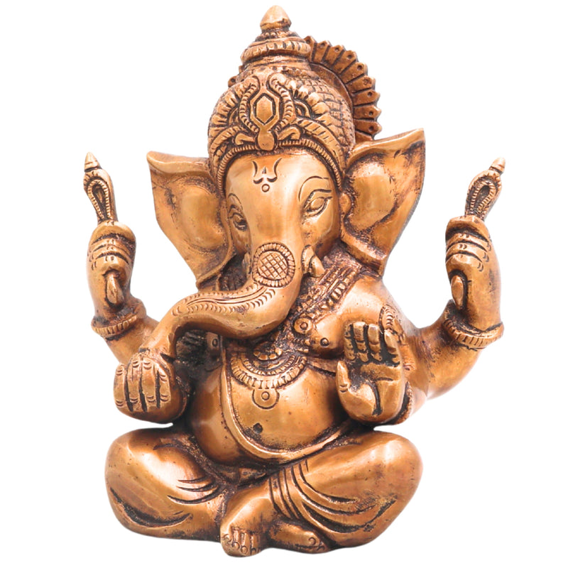 Brass Ganesha Handcrafted Ganapati Vinayaka Idol for Pooja, Traditional Chola Home Decor & Spiritual Gifting, Gold, 6.5 Inch, 1 Piece