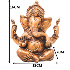 Brass Ganesha Handcrafted Ganapati Vinayaka Idol for Pooja, Traditional Chola Home Decor & Spiritual Gifting, Gold, 6.5 Inch, 1 Piece