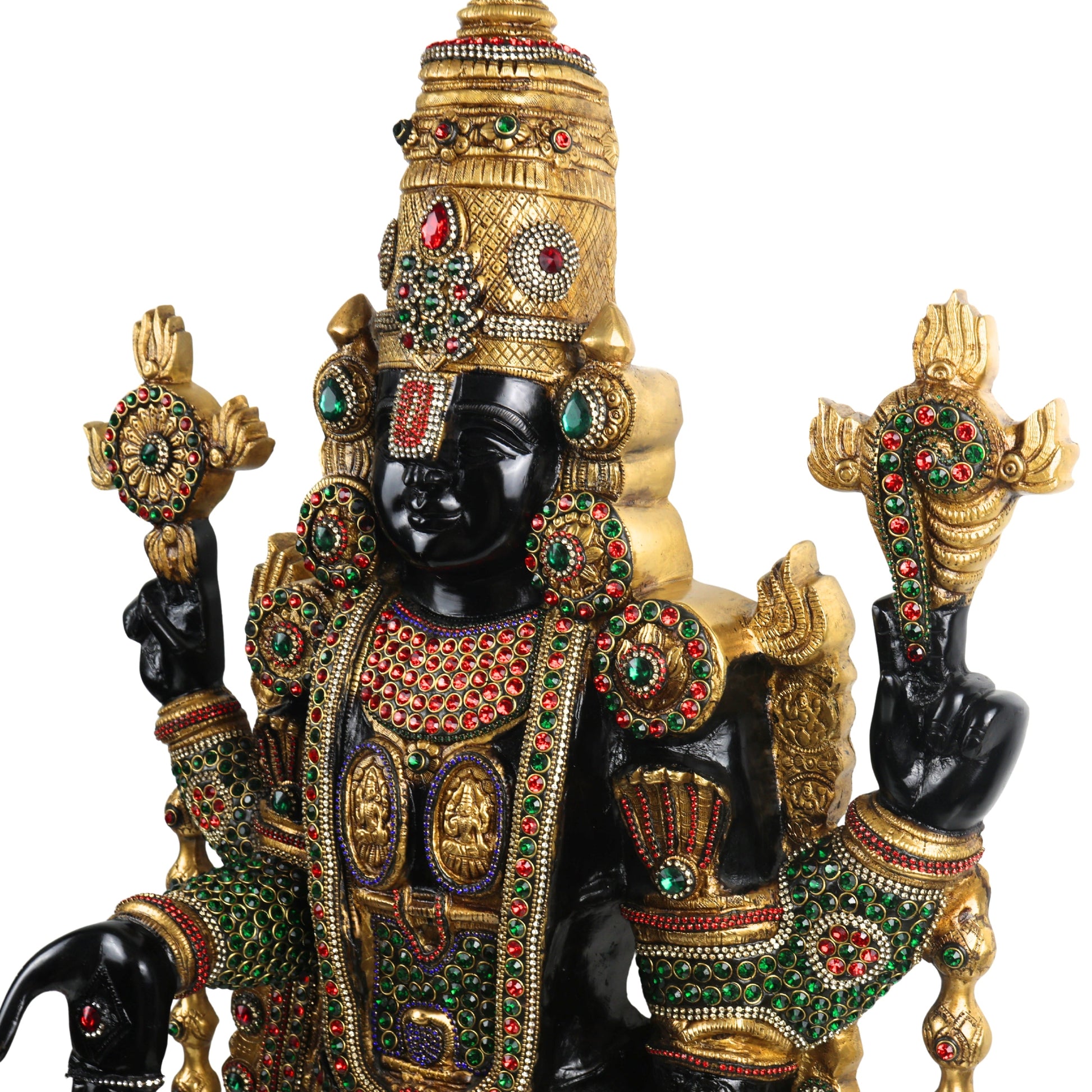 Brass Tirupati Balaji Idol, Handcrafted Venkateswara Swamy Murti for Pooja, Home Decor & Gifting, Gold, 34.5 Inch, 1 Piece