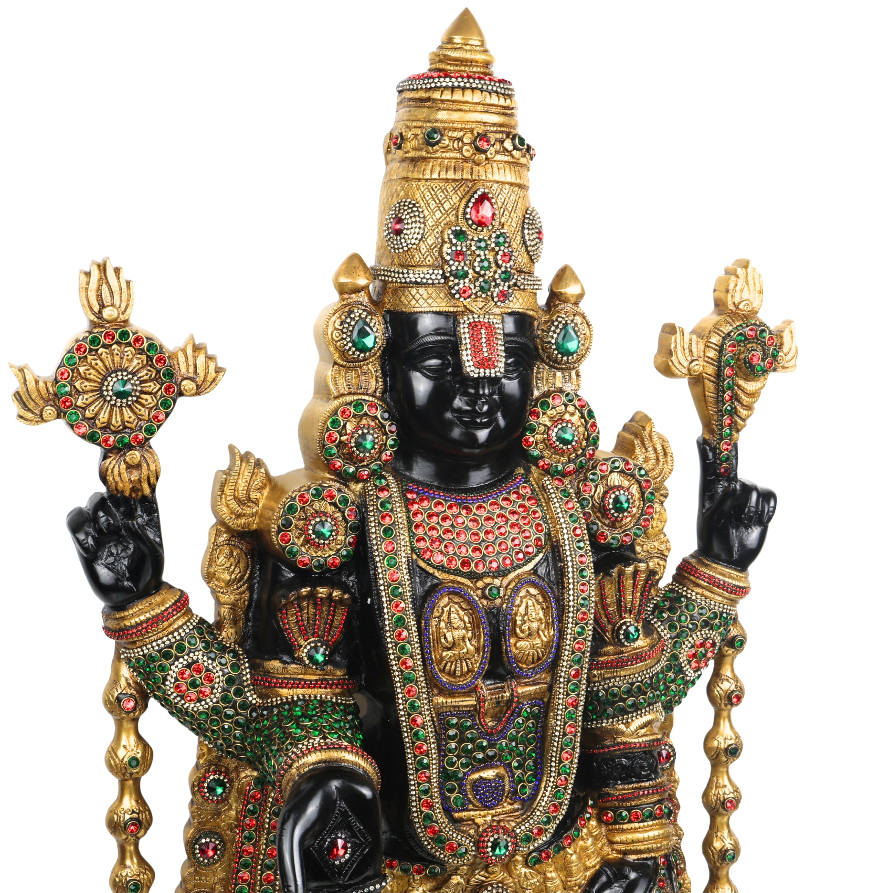 Brass Tirupati Balaji Idol, Handcrafted Venkateswara Swamy Murti for Pooja, Home Decor & Gifting, Gold, 34.5 Inch, 1 Piece