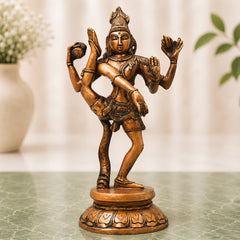 Brass Nataraja Sculpture, Handcrafted Chola Style Dancing Shiva Idol for Pooja, Temple Decor & Gifting, Gold, 12.5 Inch, 1 Piece