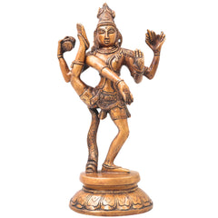 Brass Nataraja Sculpture, Handcrafted Chola Style Dancing Shiva Idol for Pooja, Temple Decor & Gifting, Gold, 12.5 Inch, 1 Piece