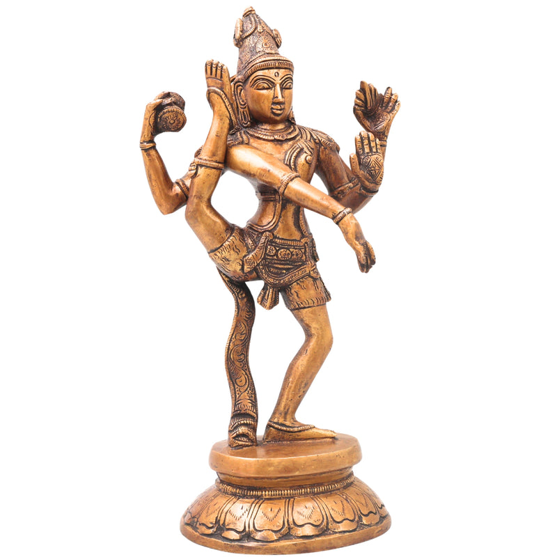 Brass Nataraja Sculpture, Handcrafted Chola Style Dancing Shiva Idol for Pooja, Temple Decor & Gifting, Gold, 12.5 Inch, 1 Piece