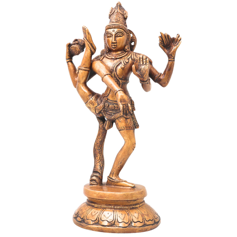 Brass Nataraja Sculpture, Handcrafted Chola Style Dancing Shiva Idol for Pooja, Temple Decor & Gifting, Gold, 12.5 Inch, 1 Piece