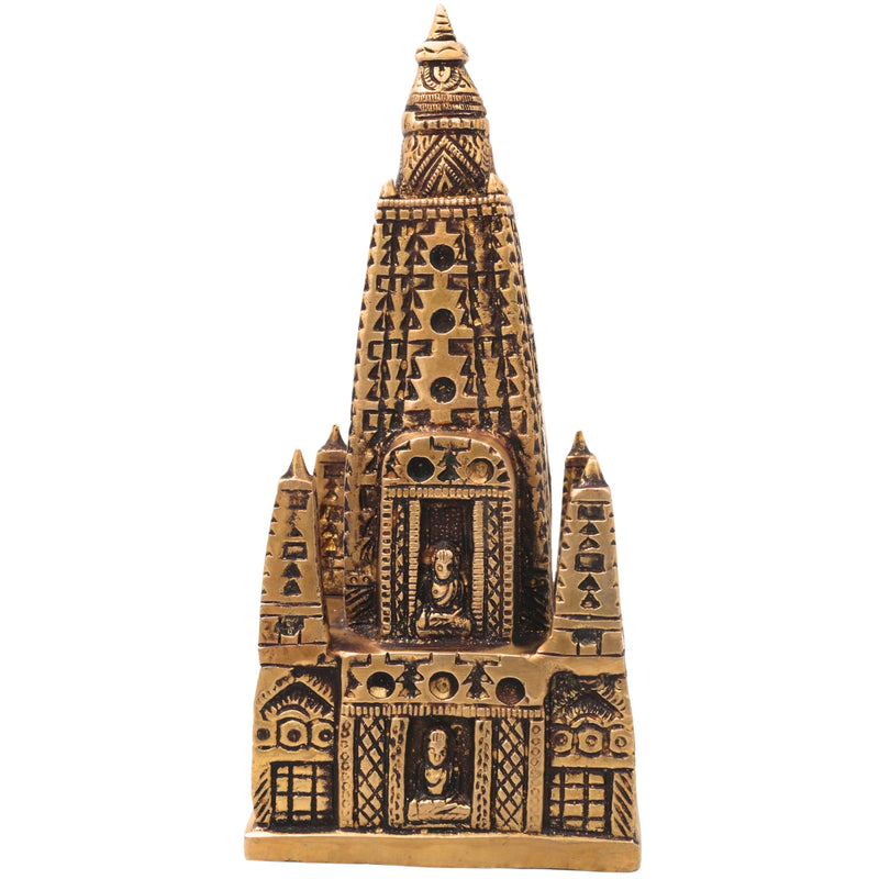 Brass Traditional Handcrafted Temple Sculpture Mandir Decor for Pooja Room, Spiritual Gifting & Interiors, Gold, 8 Inch, 1 Piece