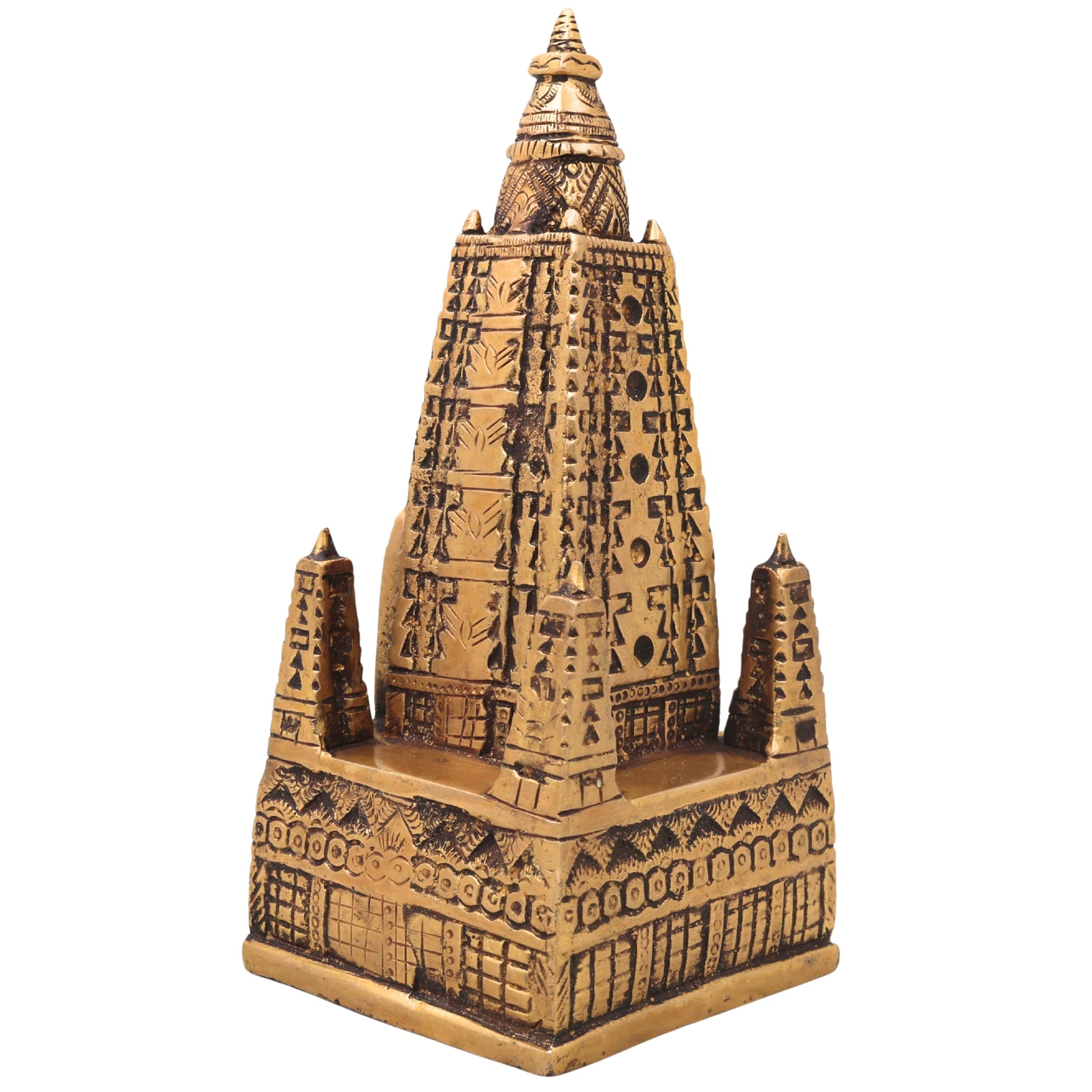 Brass Traditional Handcrafted Temple Sculpture Mandir Decor for Pooja Room, Spiritual Gifting & Interiors, Gold, 8 Inch, 1 Piece
