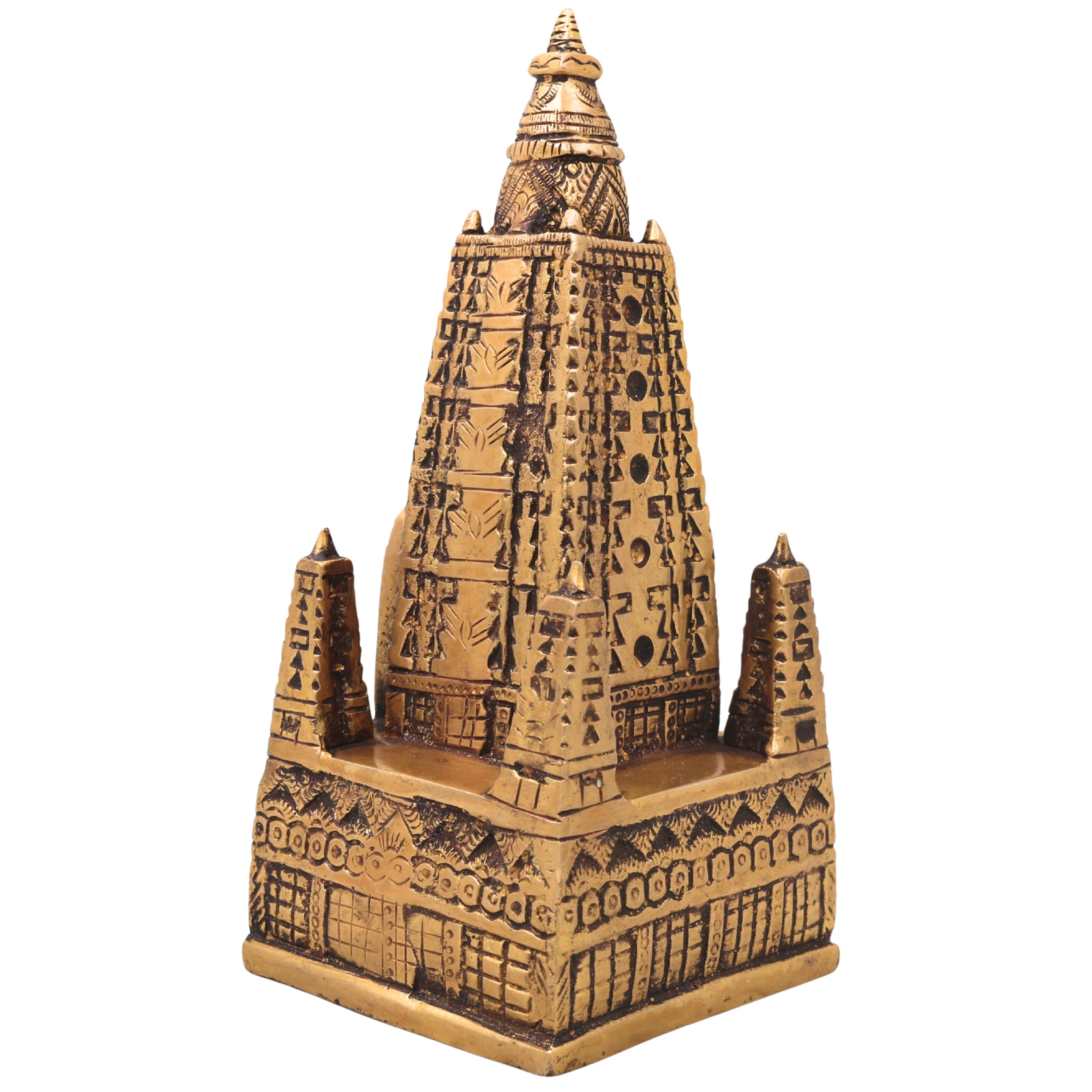 Brass Traditional Handcrafted Temple Sculpture Mandir Decor for Pooja Room, Spiritual Gifting & Interiors, Gold, 8 Inch, 1 Piece