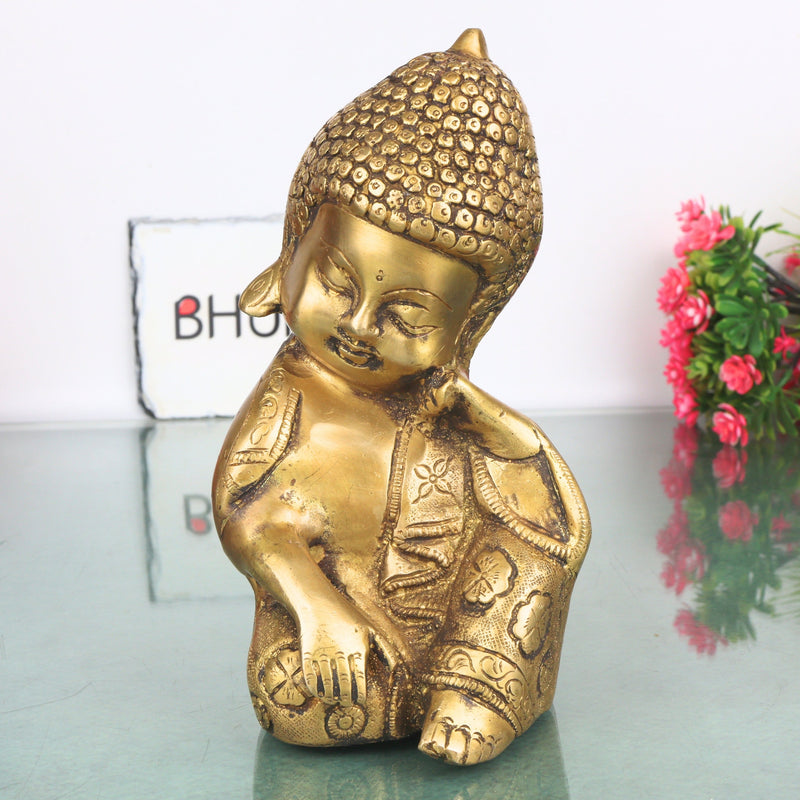Brass Baby Sculpture Handcrafted Traditional Bala Murti for Pooja Home Decor & Spiritual Gifting, Gold, 8 Inch, 1 Piece