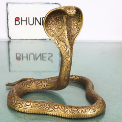 Brass Snake Handcrafted Naag Devta Idol for Pooja, Vastu Home Decor & Spiritual Traditional Gifting, Gold, 6 Inch, 1 Piece