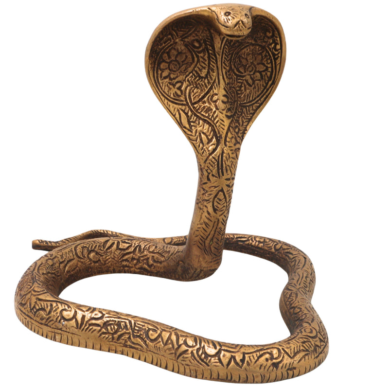 Brass Snake Handcrafted Naag Devta Idol for Pooja, Vastu Home Decor & Spiritual Traditional Gifting, Gold, 6 Inch, 1 Piece