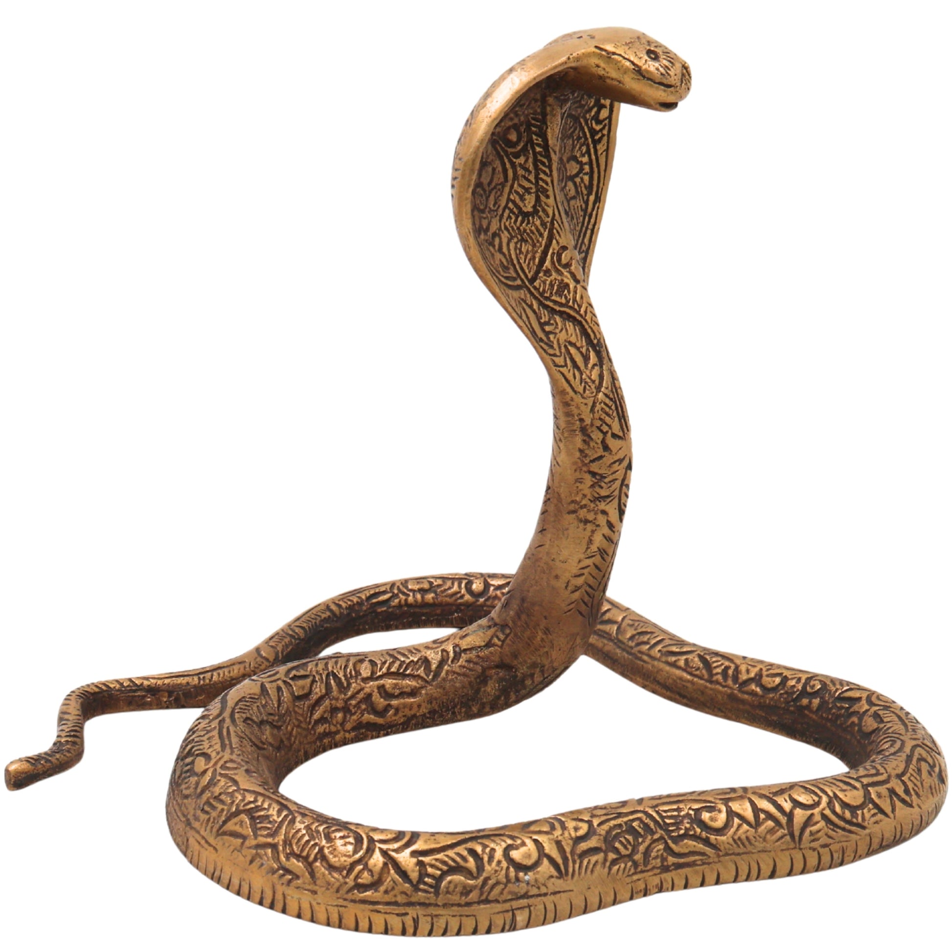 Brass Snake Handcrafted Naag Devta Idol for Pooja, Vastu Home Decor & Spiritual Traditional Gifting, Gold, 6 Inch, 1 Piece