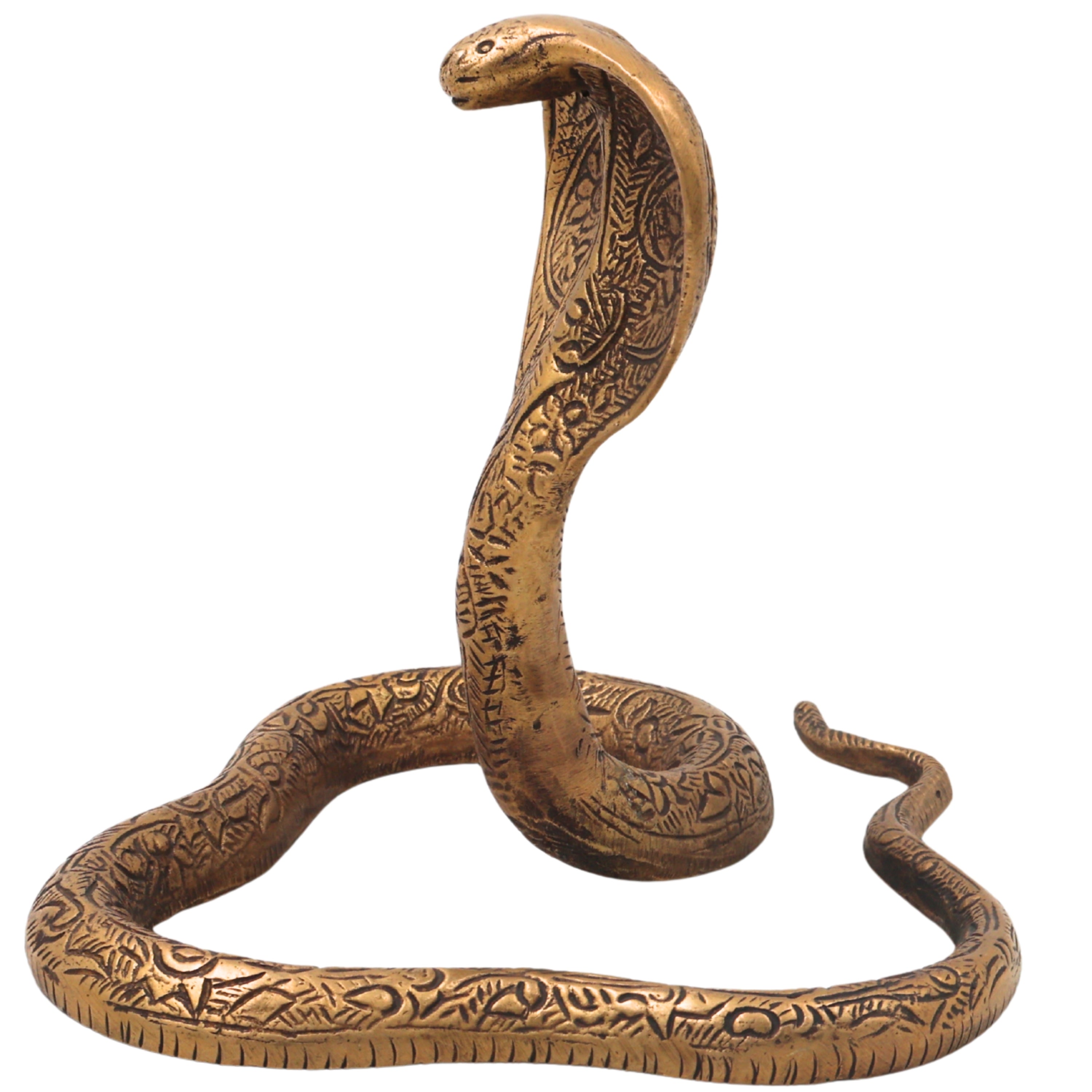 Brass Snake Handcrafted Naag Devta Idol for Pooja, Vastu Home Decor & Spiritual Traditional Gifting, Gold, 6 Inch, 1 Piece