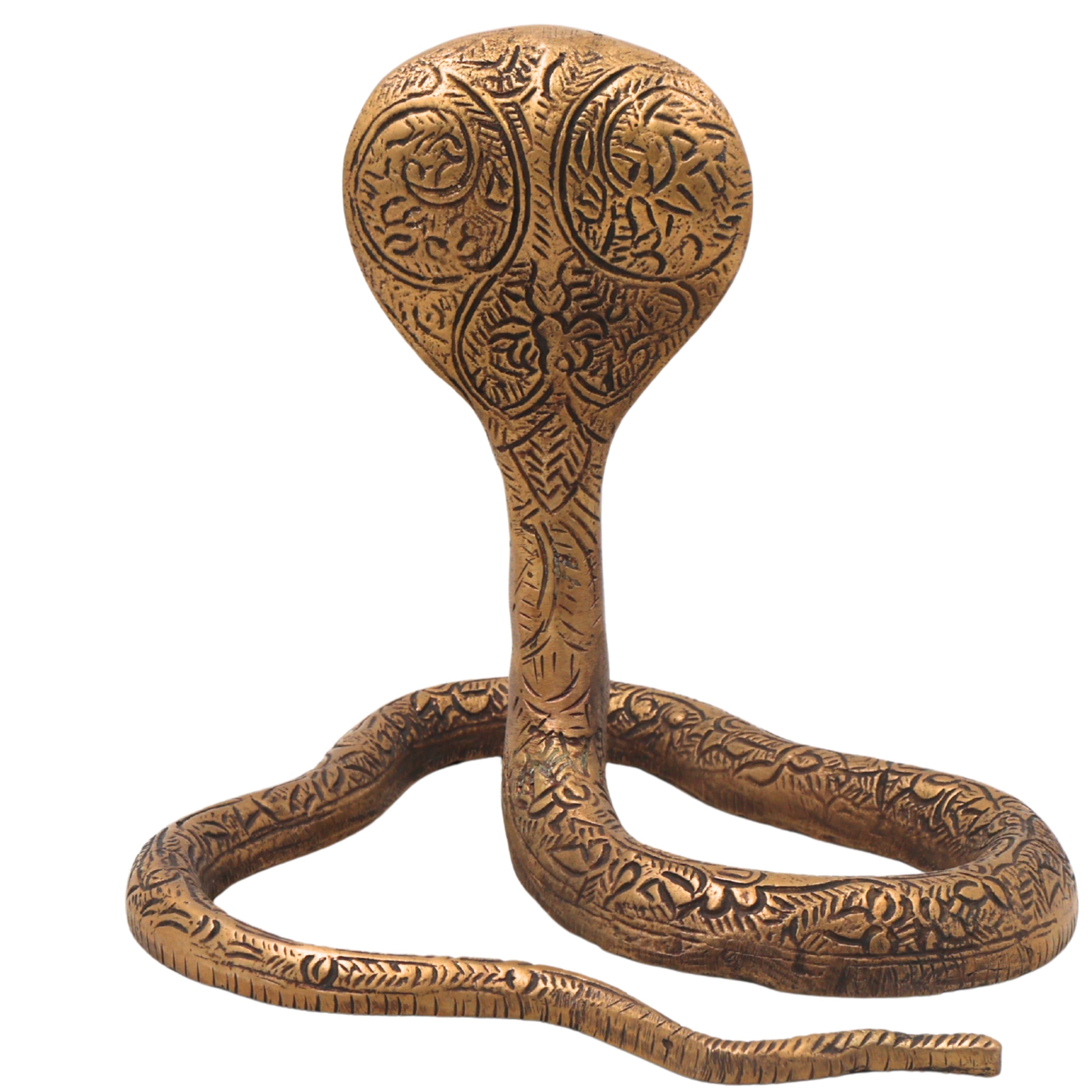 Brass Snake Handcrafted Naag Devta Idol for Pooja, Vastu Home Decor & Spiritual Traditional Gifting, Gold, 6 Inch, 1 Piece