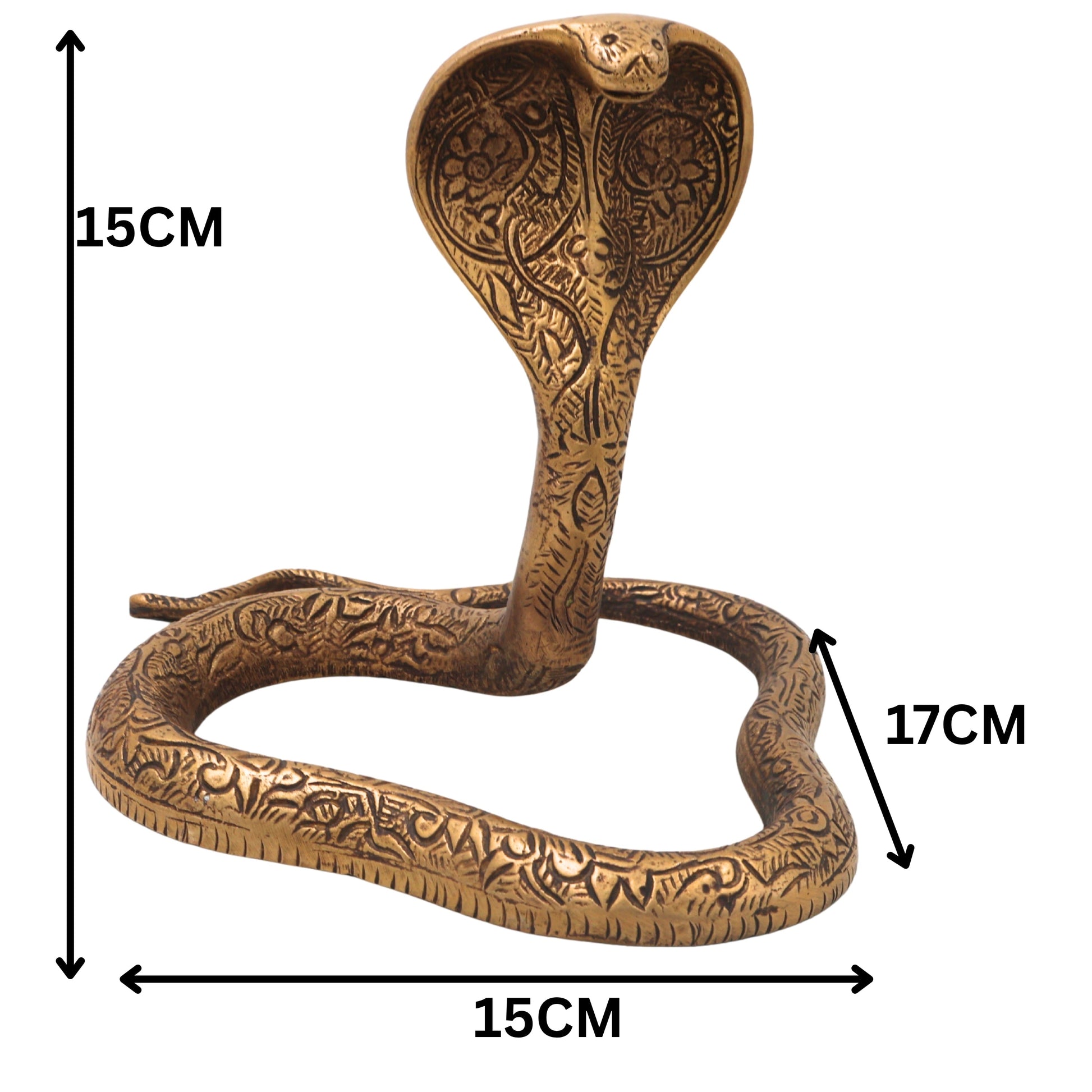 Brass Snake Handcrafted Naag Devta Idol for Pooja, Vastu Home Decor & Spiritual Traditional Gifting, Gold, 6 Inch, 1 Piece