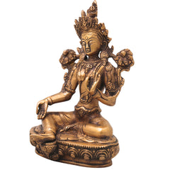 Brass Tara Devi Idol Handcrafted Traditional Chola Style Sculpture for Pooja Decor & Spiritual Gifting, Gold, 8.5 Inch, 1 Piece