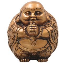 Brass Laughing Buddha Idol, Handcrafted Hotei Budai Statue for Vastu, Pooja, Home Decor & Gifting, Gold, 5 Inch, 1 Piece