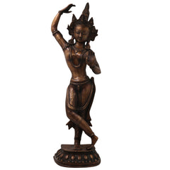 Brass Tara Devi Idol Handmade Traditional Chola Style Sculpture for Pooja, Spiritual Home Decor & Gifting, Gold, 20.5 Inch, 1 Piece