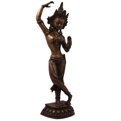 Brass Tara Devi Idol Handmade Traditional Chola Style Sculpture for Pooja, Spiritual Home Decor & Gifting, Gold, 20.5 Inch, 1 Piece