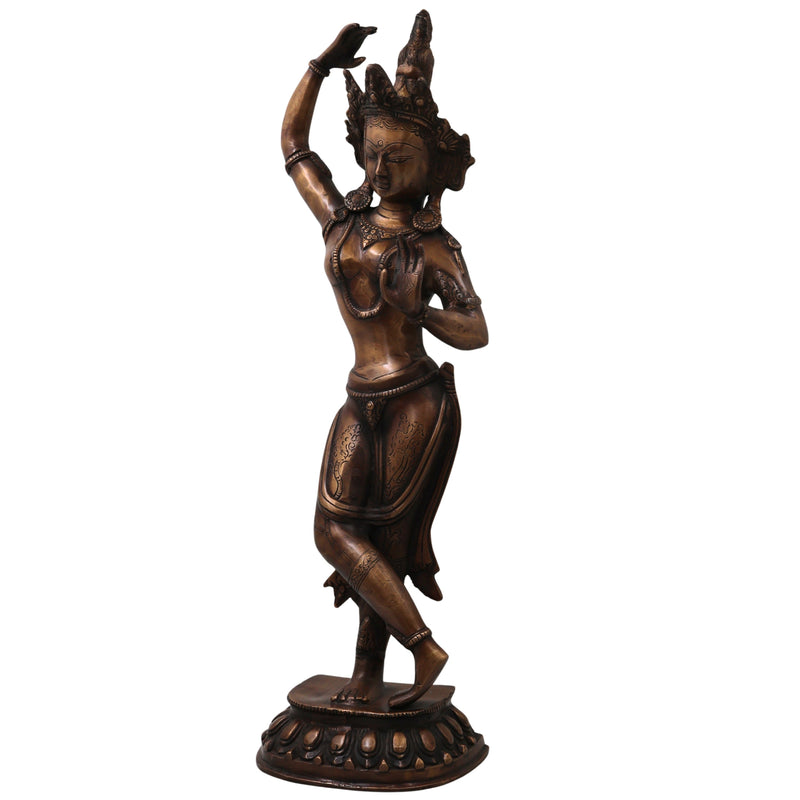 Brass Tara Devi Idol Handmade Traditional Chola Style Sculpture for Pooja, Spiritual Home Decor & Gifting, Gold, 20.5 Inch, 1 Piece