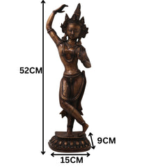 Brass Tara Devi Idol Handmade Traditional Chola Style Sculpture for Pooja, Spiritual Home Decor & Gifting, Gold, 20.5 Inch, 1 Piece
