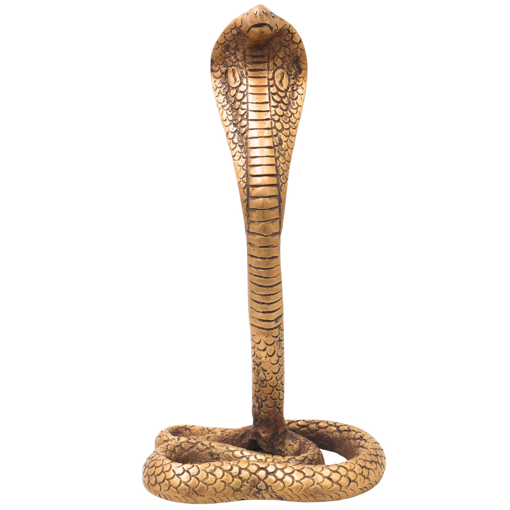 Brass Snake Handcrafted Naag Devta Idol for Pooja, Vastu & Home Decor, Traditional Cobra Sculpture, Gold, 10.5 Inch, 1 Piece