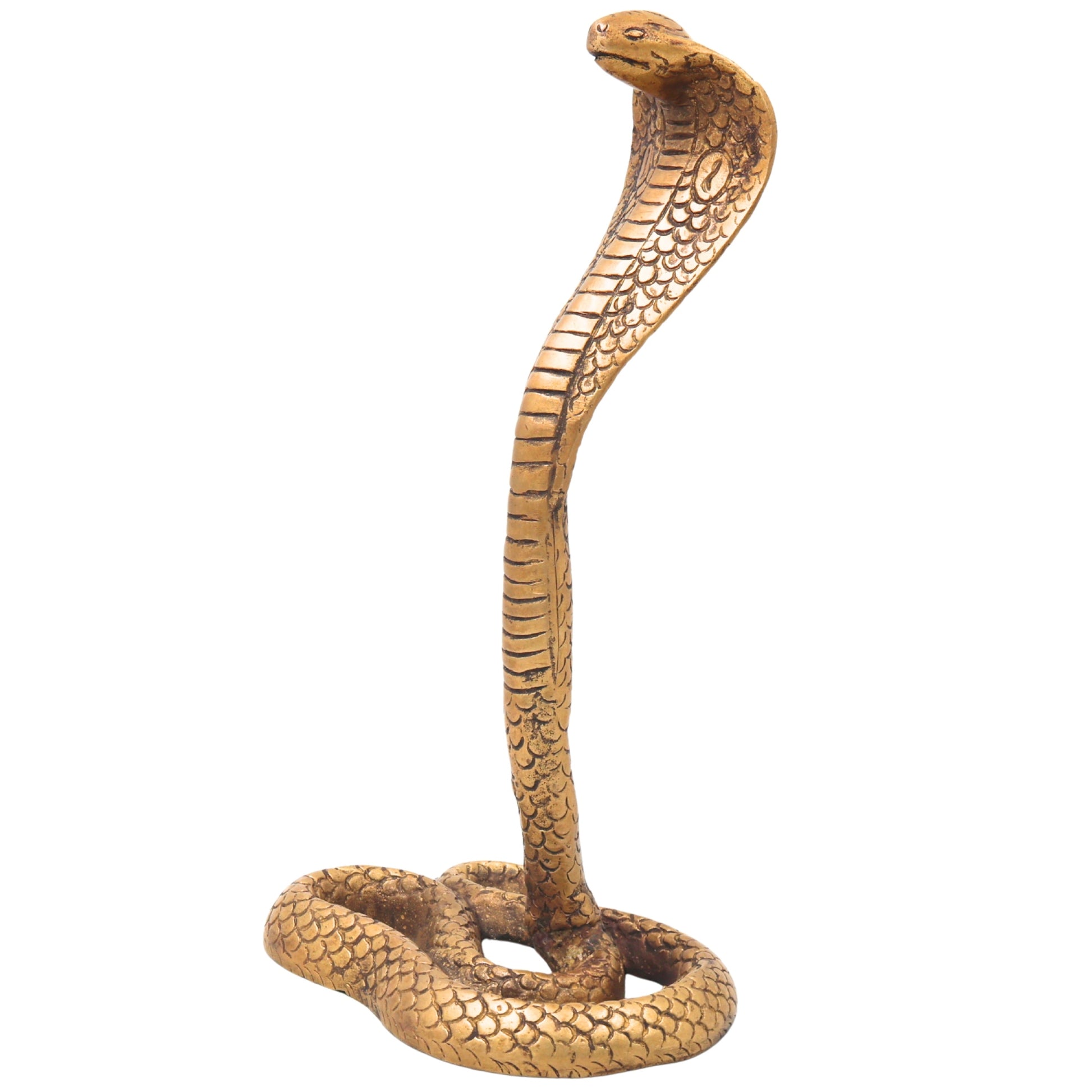 Brass Snake Handcrafted Naag Devta Idol for Pooja, Vastu & Home Decor, Traditional Cobra Sculpture, Gold, 10.5 Inch, 1 Piece