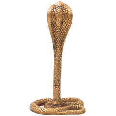 Brass Snake Handcrafted Naag Devta Idol for Pooja, Vastu & Home Decor, Traditional Cobra Sculpture, Gold, 10.5 Inch, 1 Piece
