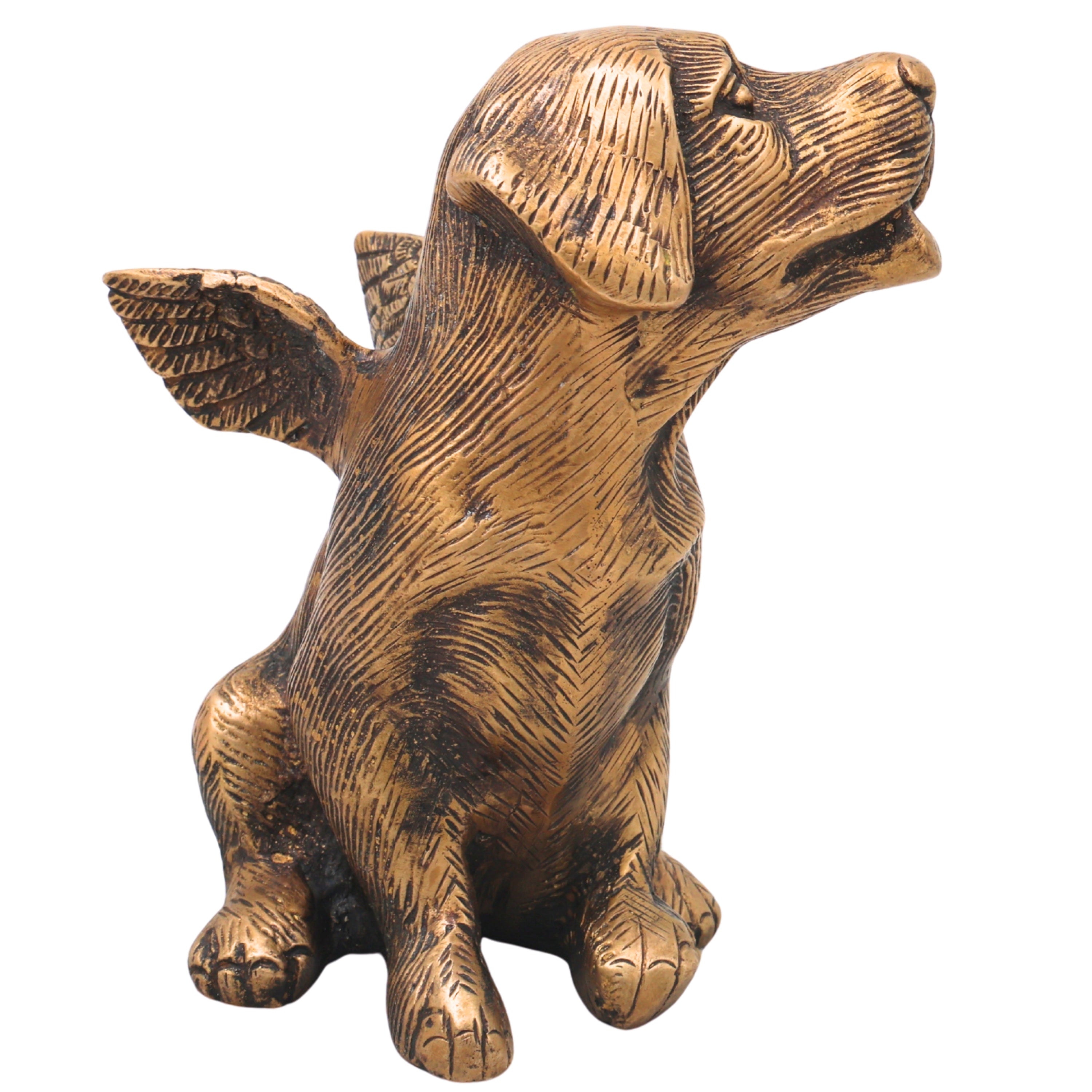 Brass Dog Statue, Shvan Kukkura Nai Murti for Home Decor & Gifting, Gold, 5.5 Inch, 1 Piece